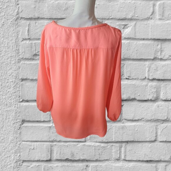 American Eagle Outfitters Orange Blouse with Tassels  3/4 Sleeves in Size M - Picture 2 of 4